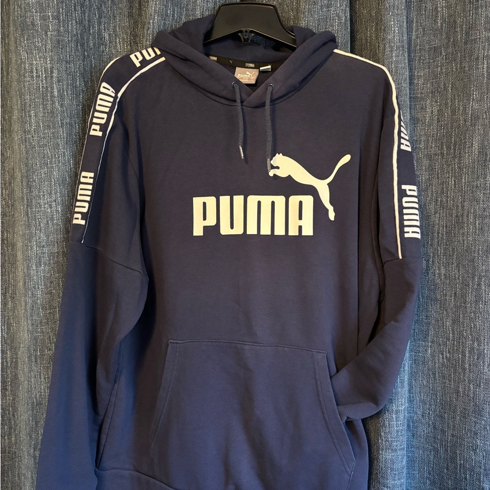 PUMA Men's Blue Hoodie with Logo